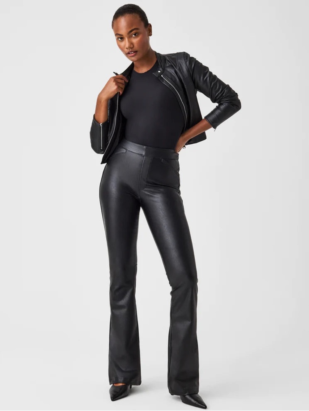Spanx Leather-Like Flare Pant black XL